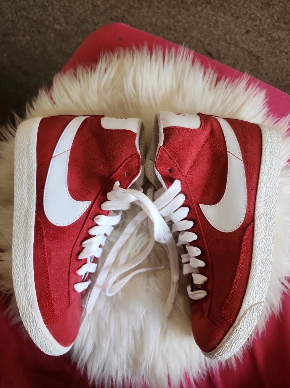 Nike Youth Suede Red High-Top Sneakers - Picture 3 of 9